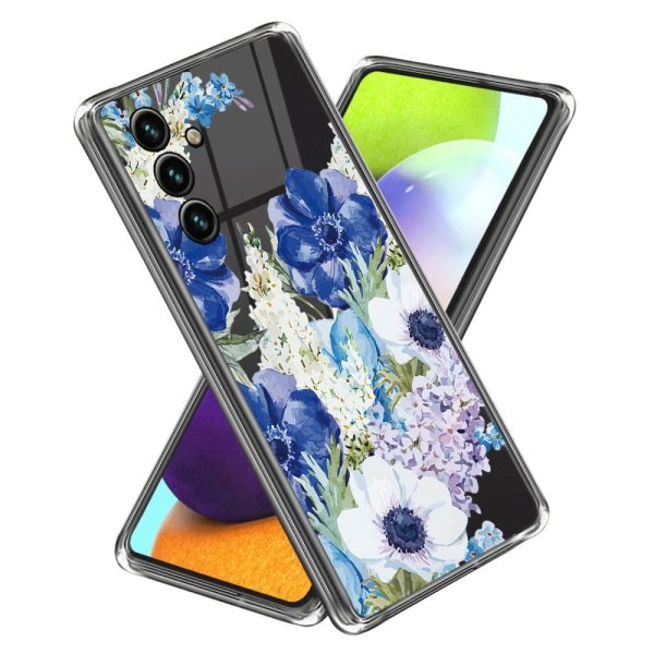 Samsung Galaxy A35 (5G) Fleksibelt Plastik Cover m. Motiv - Blå Blomster Online Hot Sale