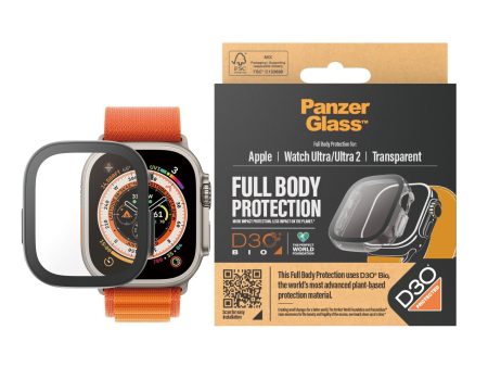 PanzerGlass Apple Watch Ultra 1 2 (49mm) Full Body D3O Bio Protection Cover + Indbygget Skærmbeskyttelse - Gennemsigtigt m. Sort Kant For Discount