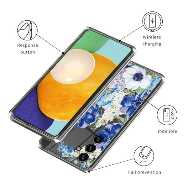 Samsung Galaxy A35 (5G) Fleksibelt Plastik Cover m. Motiv - Blå Blomster Online Hot Sale