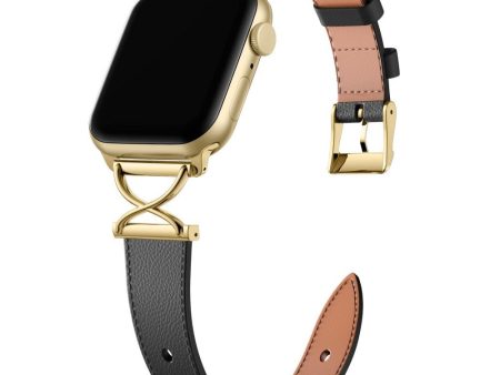 Apple Watch (38 40 SE 41 42mm) Klassisk Kunst Læder Rem - Sort Online now