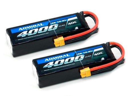 Admiral 4000mAh 4S 14.8V 40C LiPo Battery with XT60 Connector Multi-Pack (2 Batteries) Online Sale