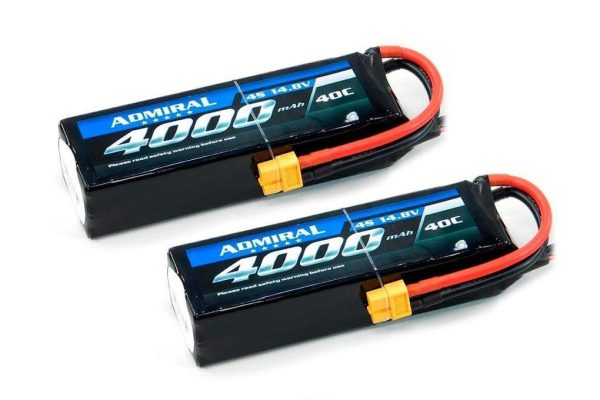 Admiral 4000mAh 4S 14.8V 40C LiPo Battery with XT60 Connector Multi-Pack (2 Batteries) Online Sale