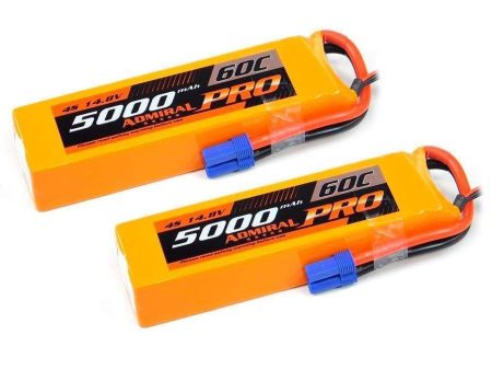 Admiral Pro 5000mAh 4S 14.8V 60C LiPo Battery with EC5 Connector Multi-Pack (2 Batteries) Hot on Sale