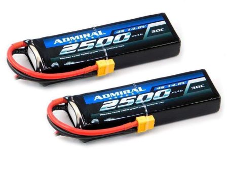 Admiral 2500mAh 4S 14.8V 30C LiPo Battery with XT60 Connector Multi-Pack (2 Batteries) Sale