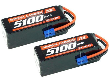 Admiral Carbon 5100mAh 6S 22.2V 70C LiPo Battery with EC5 Connector Multi-Pack (2 Batteries) Online Hot Sale