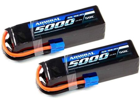 Admiral 5000mAh 6S 22.2V 50C LiPo Battery with EC5 Connector Multi-Pack (2 Batteries) Discount