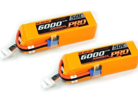 Admiral Pro 6000mAh 6S 22.2V 50C LiPo Battery with EC5 Connector Multi-Pack (2 Batteries) Online now