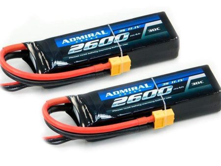 Admiral 2600mAh 3S 11.1V 30C LiPo Battery with XT60 Connector Multi-Pack (2 Batteries) Online Sale