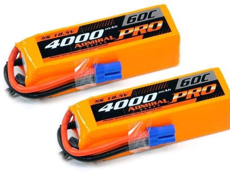 Admiral Pro 4000mAh 5S 18.5V 60C LiPo Battery with EC5 Connector Multi-Pack (2 Batteries) Online Hot Sale