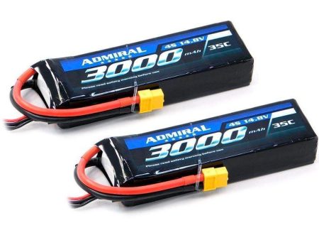 Admiral 3000mAh 4S 14.8V 35C LiPo Battery with XT60 Connector Multi-Pack (2 Batteries) Online Hot Sale