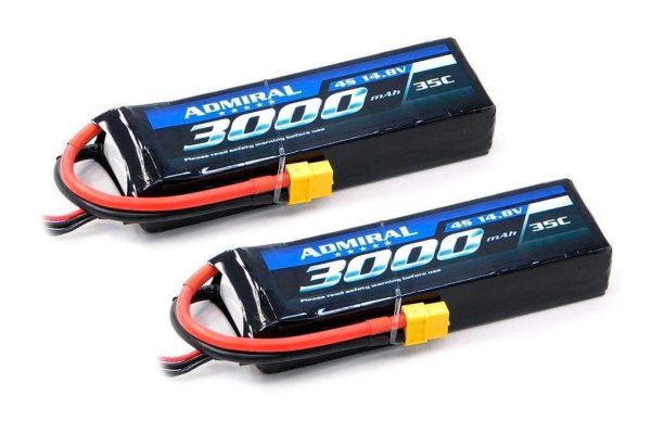 Admiral 3000mAh 4S 14.8V 35C LiPo Battery with XT60 Connector Multi-Pack (2 Batteries) Online Hot Sale