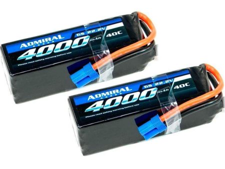 Admiral 4000mAh 6S 22.2V 40C LiPo Battery with EC5 Connector Multi-Pack (2 Batteries) Online